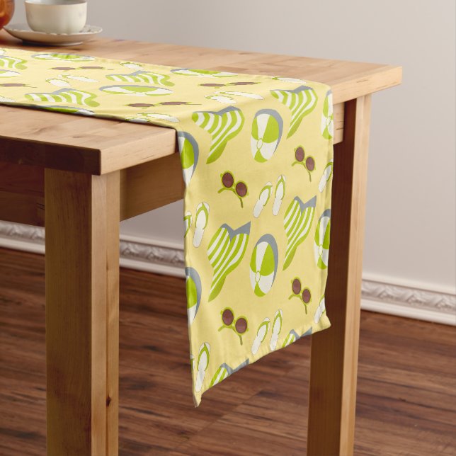 Beach vacay pattern with sunglasses and sun hat  short table runner (In Situ)