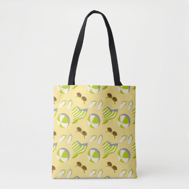Beach vacay pattern with sunglasses and sun hat  t tote bag (Front)