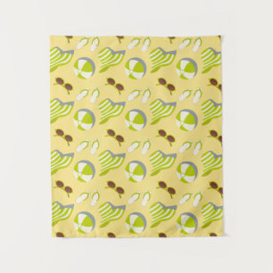 Beach vacay pattern with sunglasses and sun hat  tapestry