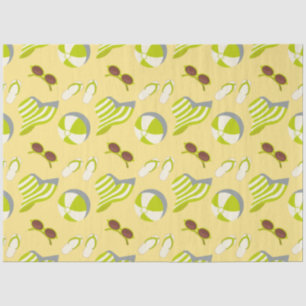 Beach vacay pattern with sunglasses and sun hat  tissue paper