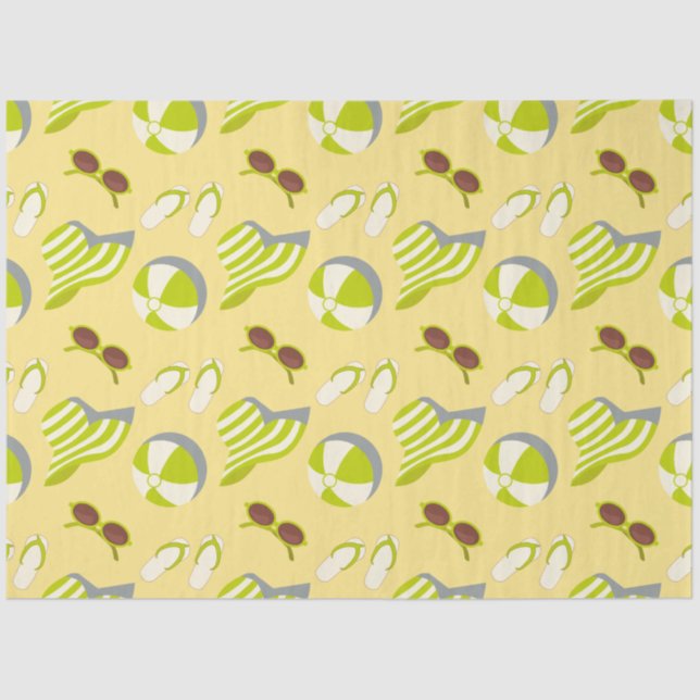 Beach vacay pattern with sunglasses and sun hat  tissue paper (Front)