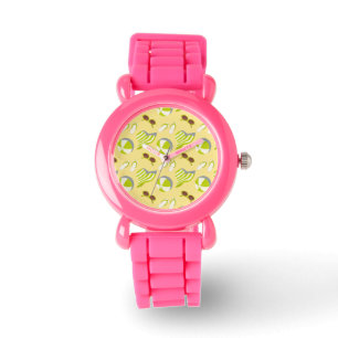 Beach vacay pattern with sunglasses and sun hat  watch