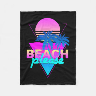 Beach vaporwave retro palm tree & sunset fleece blanket