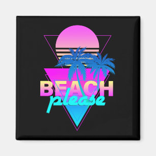 Beach vaporwave retro palm tree & sunset magnet
