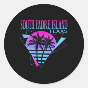 Beach Vaporwave Vacation South Padre Island Classic Round Sticker