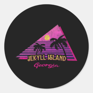 Beach Vaporwave Vacation Souvenir Jekyll Island Classic Round Sticker