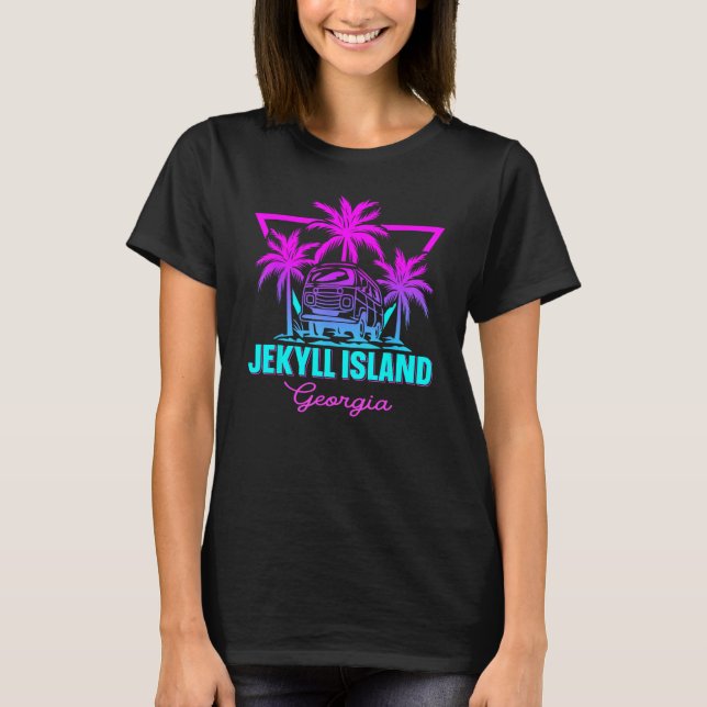 Beach Vaporwave Vacation Souvenir Jekyll Island T-Shirt (Front)