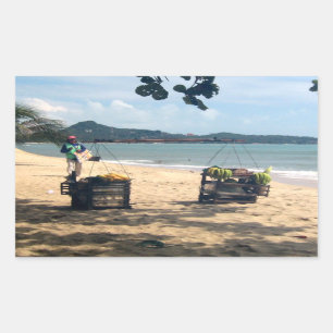 Beach Vendings ... Lamai Beach, Koh Samui Island Rectangular Sticker