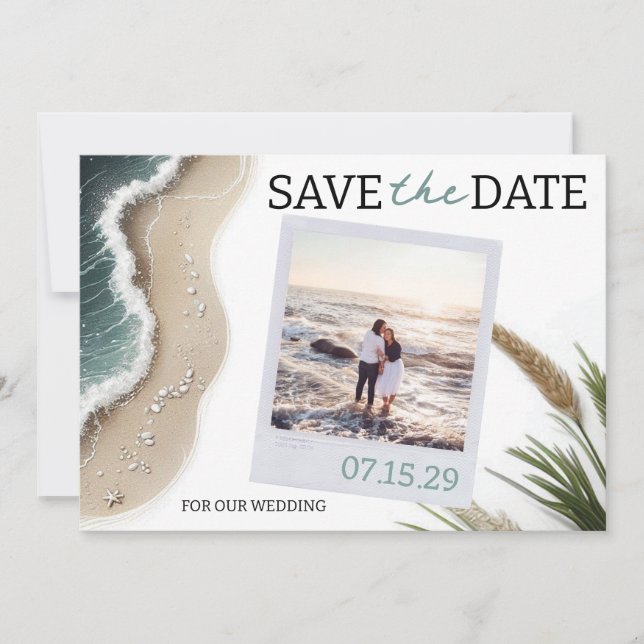 Beach Vibe Photo Save The Date (Front)