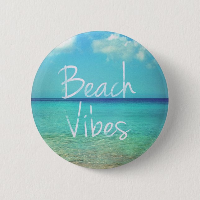 Beach vibes 6 cm round badge (Front)