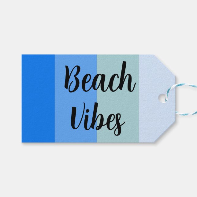 Beach Vibes, Blue Striped Gift Tags (Front (Horizontal))