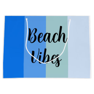 Beach Vibes, Blue Striped Large Gift Bag
