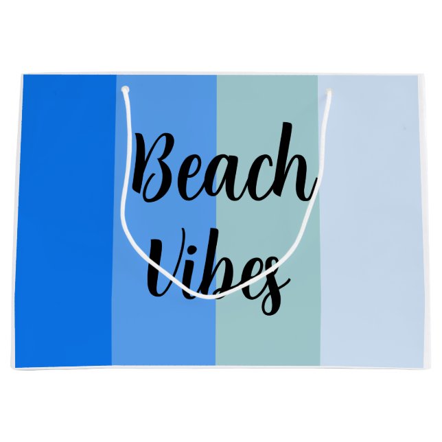 Beach Vibes, Blue Striped Large Gift Bag (Front)