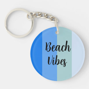 Beach Vibes, Blue Stripes Key Ring
