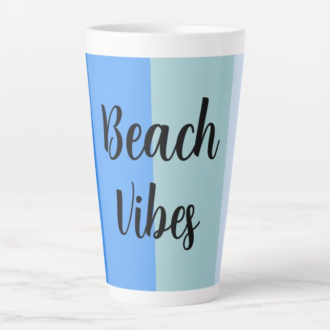 Beach Vibes, Blue Stripes Latte Mug (Front)