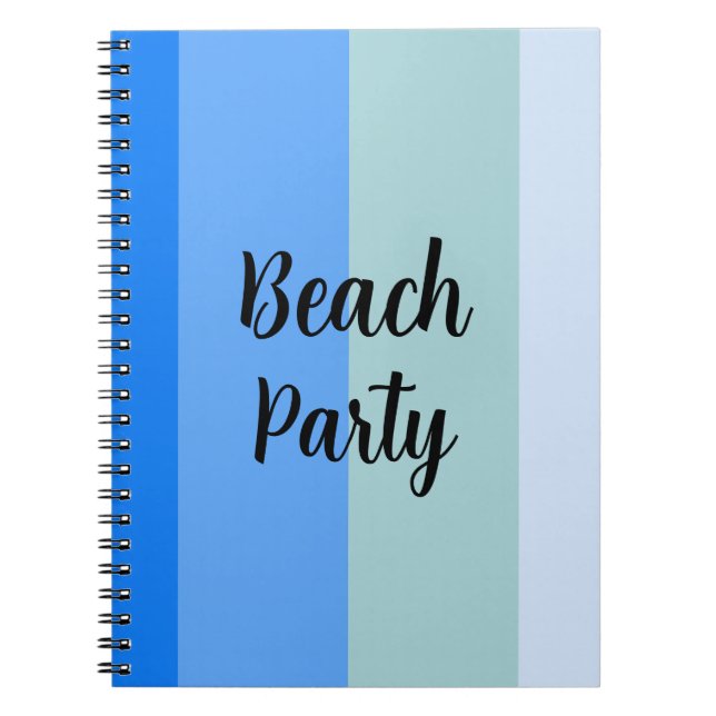 Beach Vibes, Blue Stripes Notebook (Front)