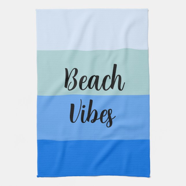 Beach Vibes, Blue Stripes Tea Towel (Vertical)