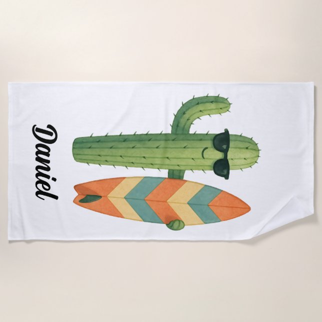 Beach Vibes Cactus Beach Towel (Front)