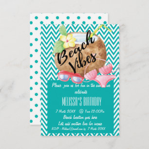 Beach Vibes - Coconut and Bikini Party Invite