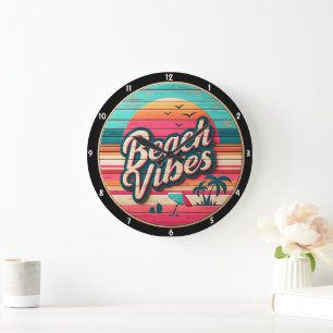  Beach Vibes Design and Tropical Sunset Large Clock