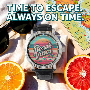 Beach Vibes Design and Tropical Sunset Watch