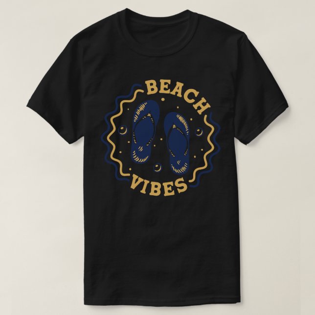 Beach Vibes Fun Summer Flip Flop Badge 2 T-Shirt (Design Front)