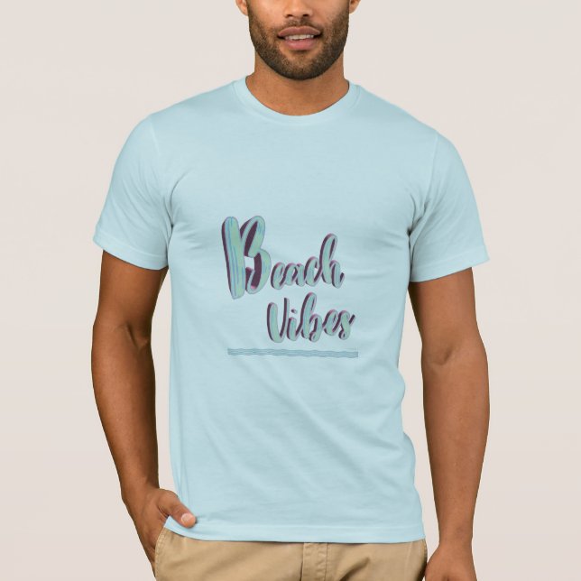 Beach Vibes Fun Summer Graphic Cool Blue T-Shirt (Front)