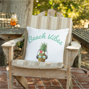 beach vibes , funny pineapple summer chic cushion