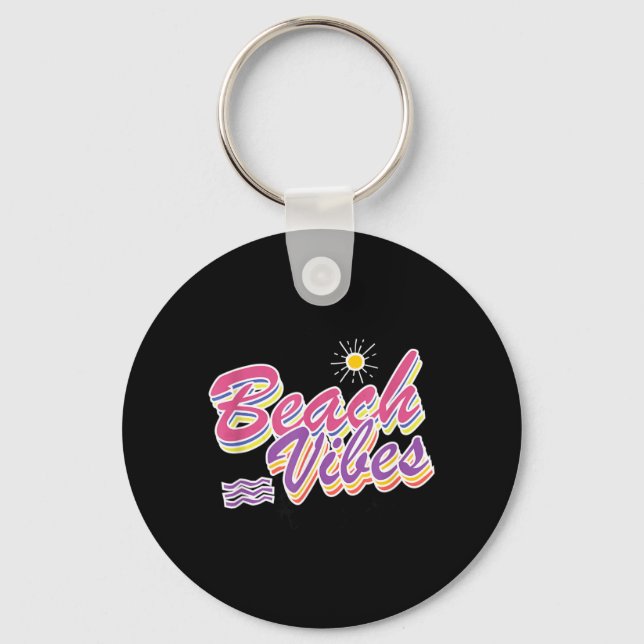 Beach Vibes Gift Summer colourful Key Ring (Front)