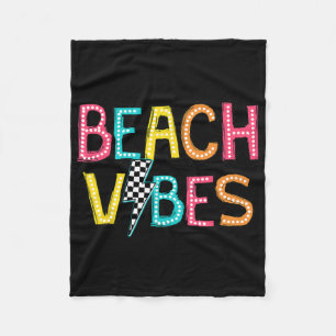 Beach Vibes Hello Summer Vacation Girl Women Teen Fleece Blanket