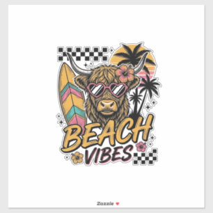 Beach Vibes Highland Cow Summer Vector Art_1