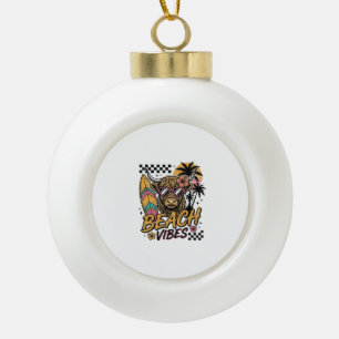 Beach Vibes Highland Cow Summer Vector Art_1 Ceramic Ball Christmas Ornament