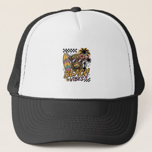 Beach Vibes Highland Cow Summer Vector Art_1 Trucker Hat