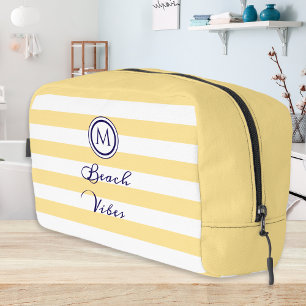 Beach Vibes Monogrammed Yellow & White Striped Dopp Kit