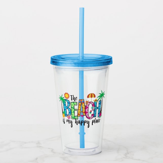 beach vibes mugs acrylic tumbler (Front)