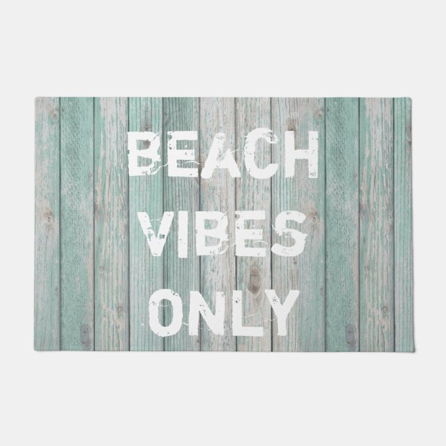Beach Vibes Only Distressed Cottage Wood  Doormat (Front)