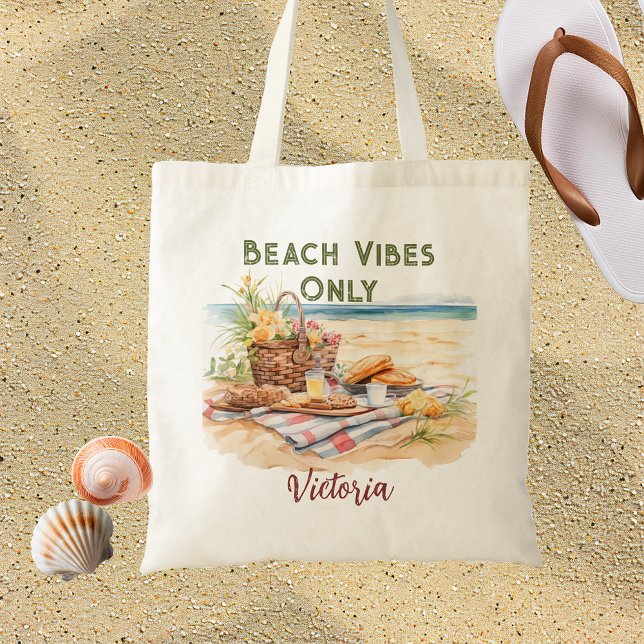Beach Vibes Only Personalised Beach Tote Bag (Creator Uploaded)