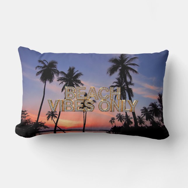 Beach Vibes Only Throw Pillow (Front)