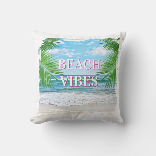Beach Vibes Outdoor Throw Pillow (Front)