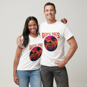 Beach Vibes Palm Beach Sunset Surf Van Graphic T-Shirt