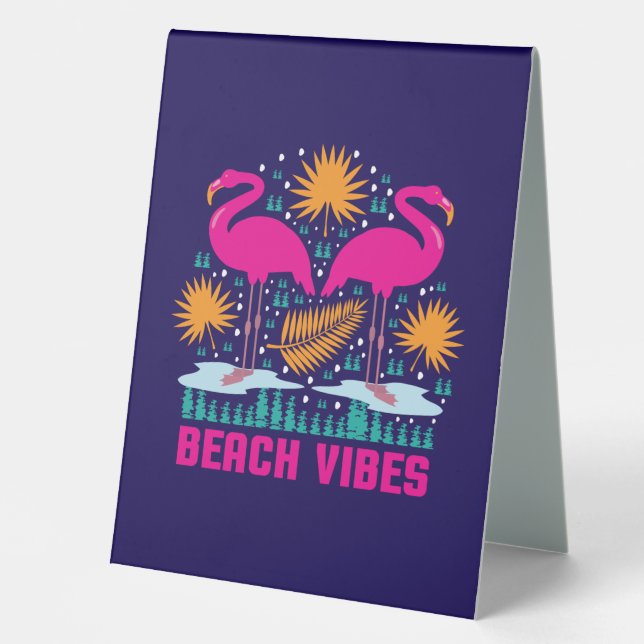 Beach Vibes Pink Flamingos Design (Front)