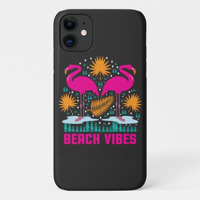 Beach Vibes Pink Flamingos Design Case-Mate iPhone Case (Back)