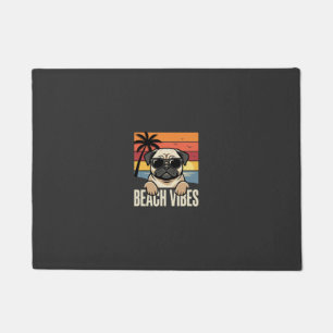 Beach Vibes Pug Dog Sunset Doormat