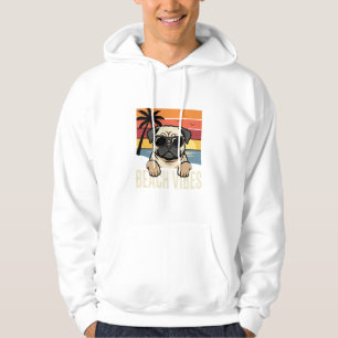 Beach Vibes Pug Dog Sunset Hoodie