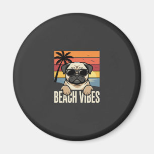 Beach Vibes Pug Dog Sunset Magnet
