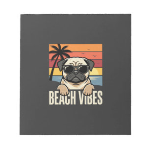 Beach Vibes Pug Dog Sunset Notepad
