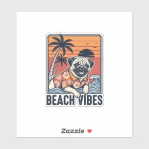 Beach Vibes Pug Vintage Engraving Design_1
