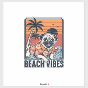 Beach Vibes Pug Vintage Engraving Design_1