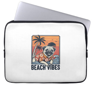 Beach Vibes Pug Vintage Engraving Design_1 Laptop Sleeve