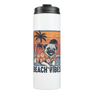 Beach Vibes Pug Vintage Engraving Design_1 Thermal Tumbler
